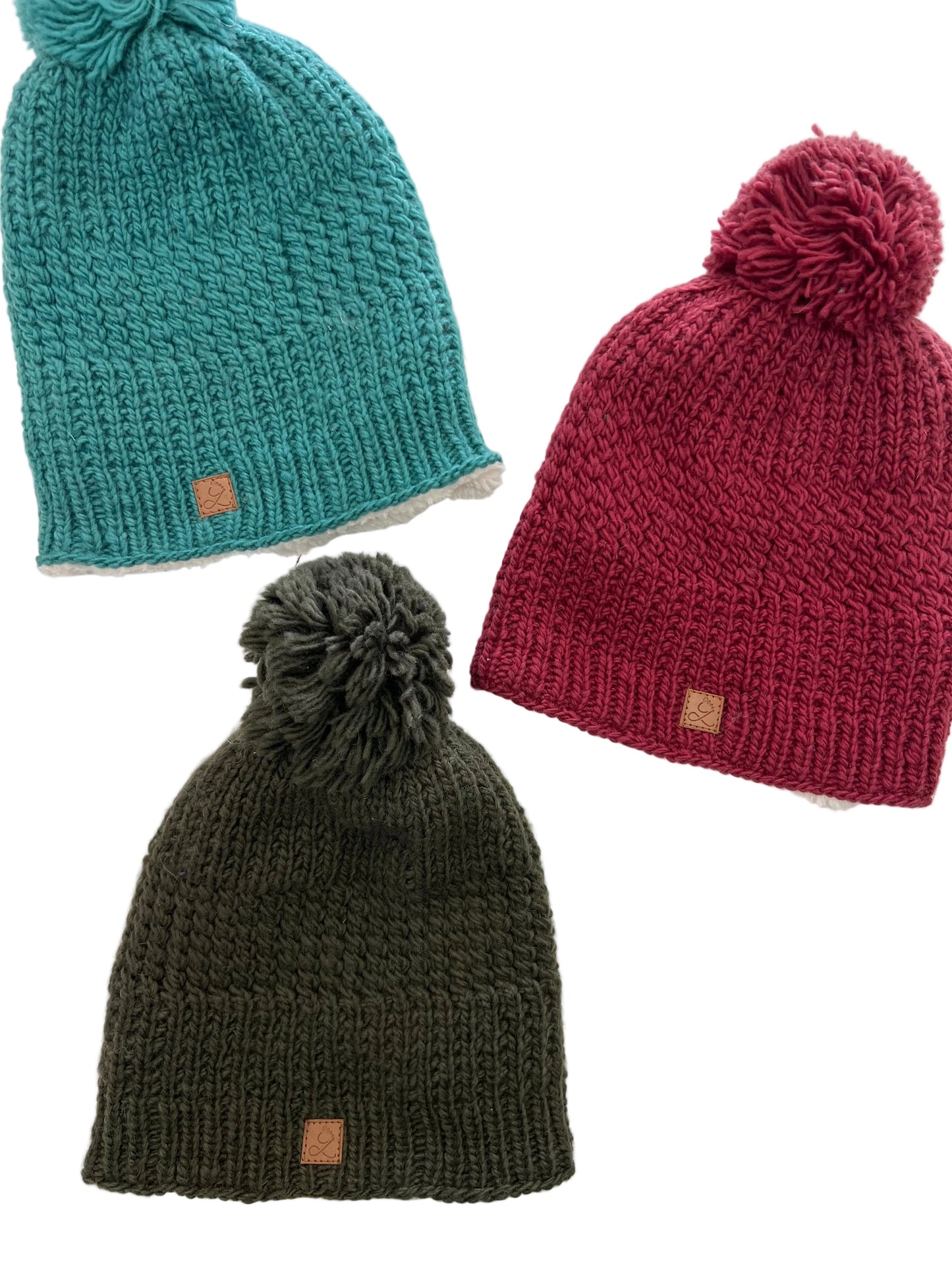 ethik merino wool || single knit pom pom beanie with "sherpa lining"