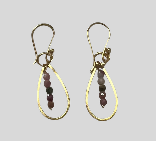 Jaipur gold jewellery || tourmaline tear drop earrings