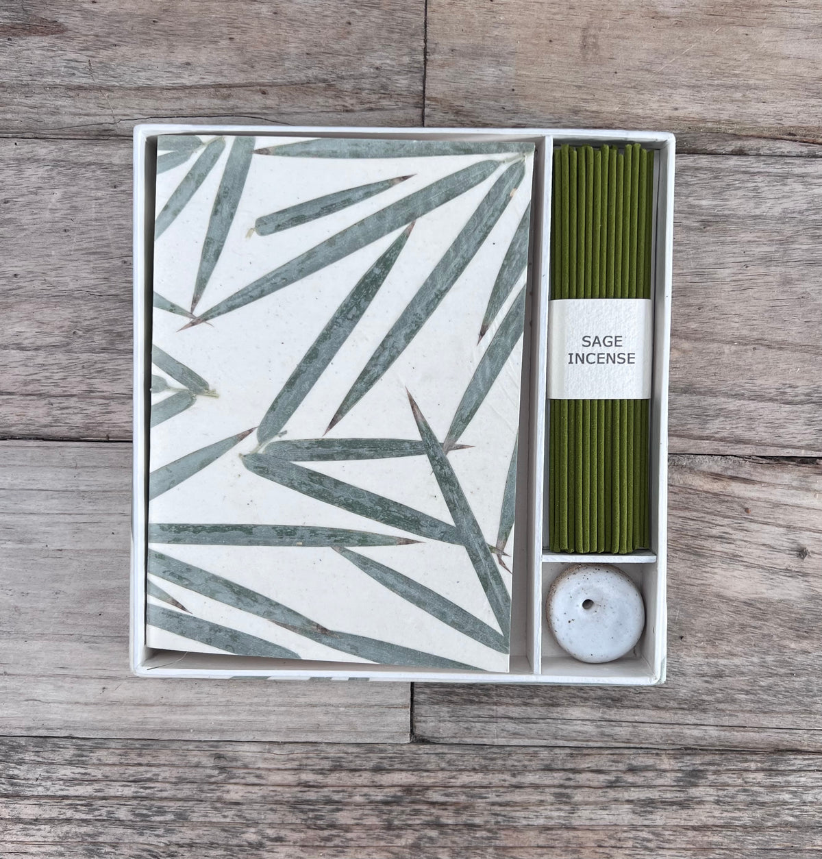 Saraswati paper serenity journal and incense box || leaf and twig