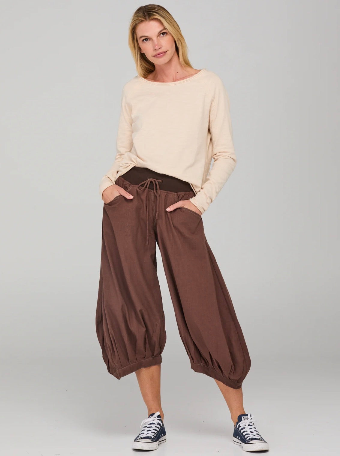 boomshankar || guru pants|| dark taupe contrast stitching