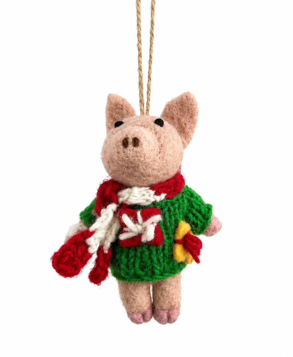 ethik felt || pig with knitted jumper decoration