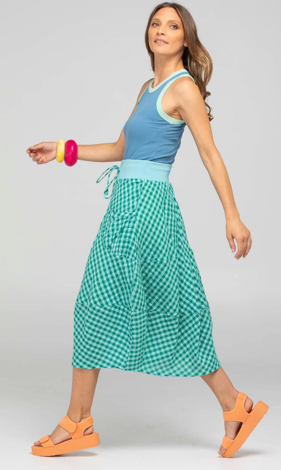 boomshankar || guru skirt || green seersucker