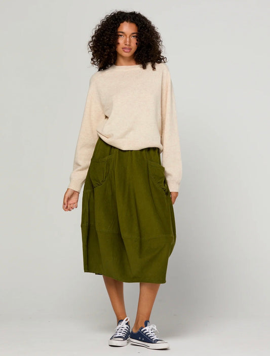 boomshankar || guru skirt || corduroy || olive green
