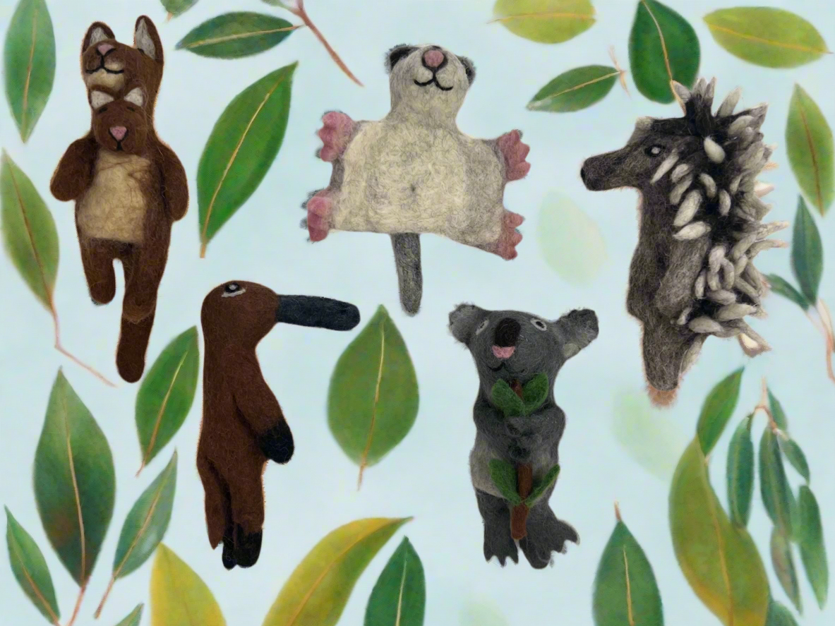 ethik felt || 3 D aussie animal set of 5 finger-puppets