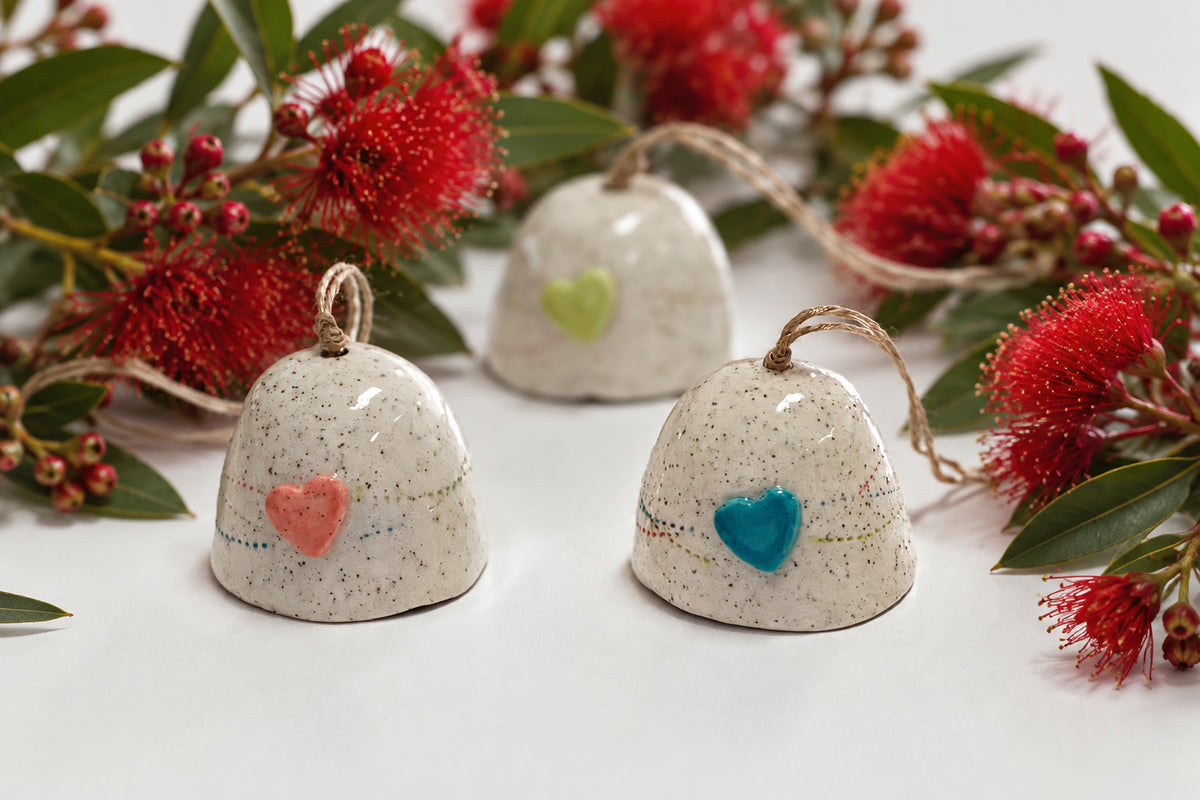 warby range || ceramic xmas decorations || bell with loveheart