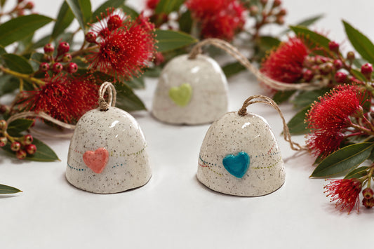 warby range || ceramic xmas decorations || bell with loveheart