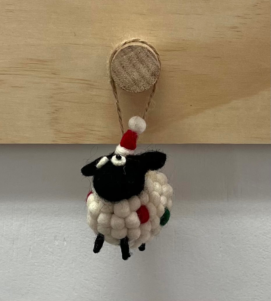 ethik felt || tiny felt ball sheep xmas decorations