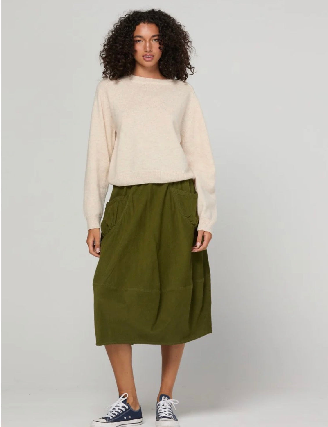 boomshankar || guru skirt || corduroy || olive green