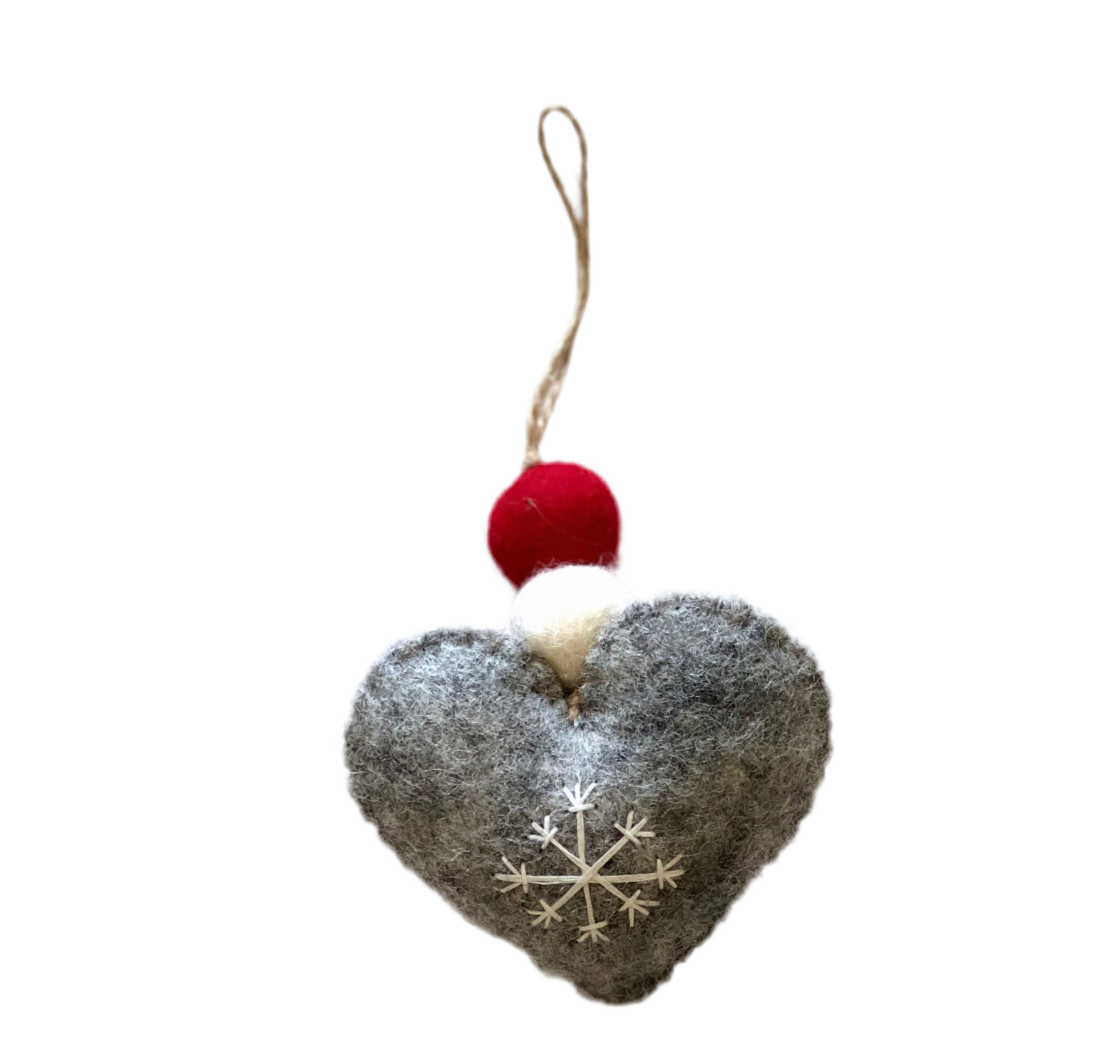 ethik felt || xmas love heart and star decoration