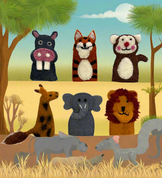 ethik felt || 2 D african animals finger-puppet set