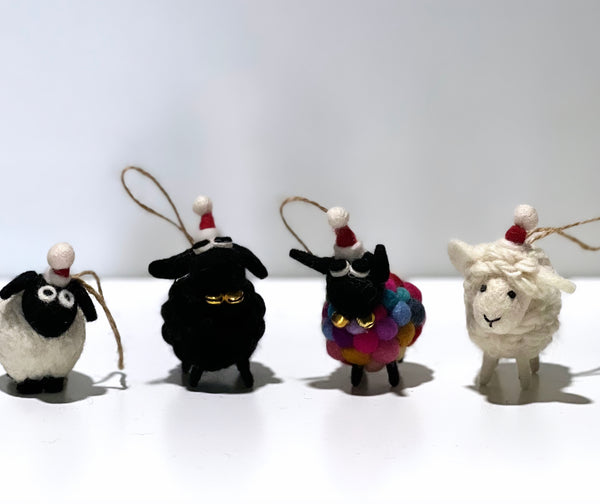 ethik felt || tiny sheep xmas decorations