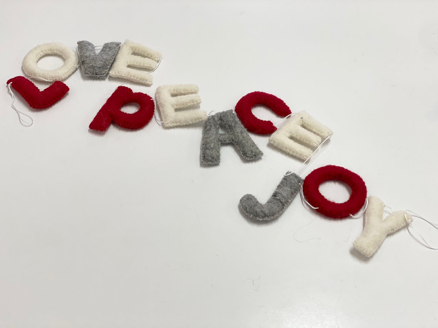 ethik felt || love, peace, joy Xmas garland