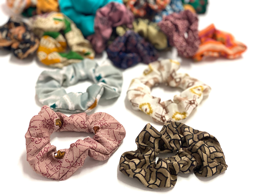 recycled saree scrunchies