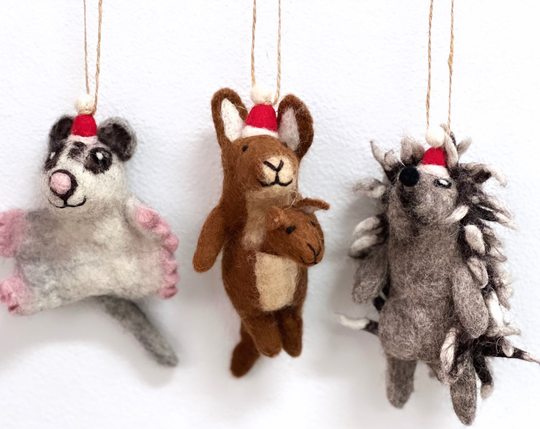 ethik felt || 3D aussie animal xmas decorations