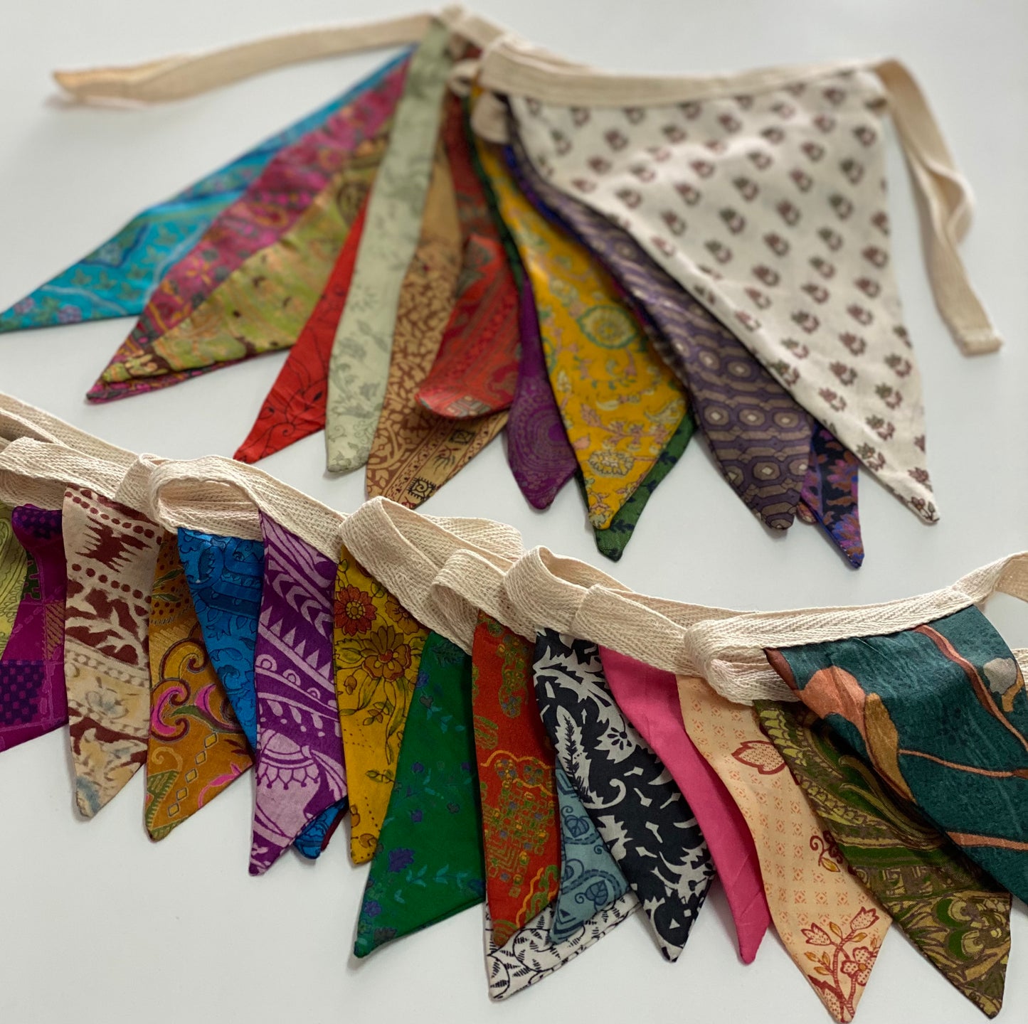 saree sisters || recycled saree bunting flags