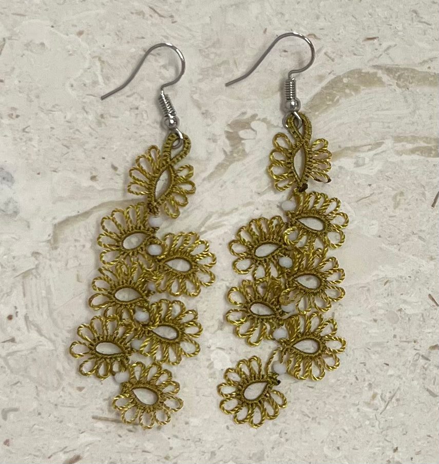 Turkish “tatting” delicate drop earrings