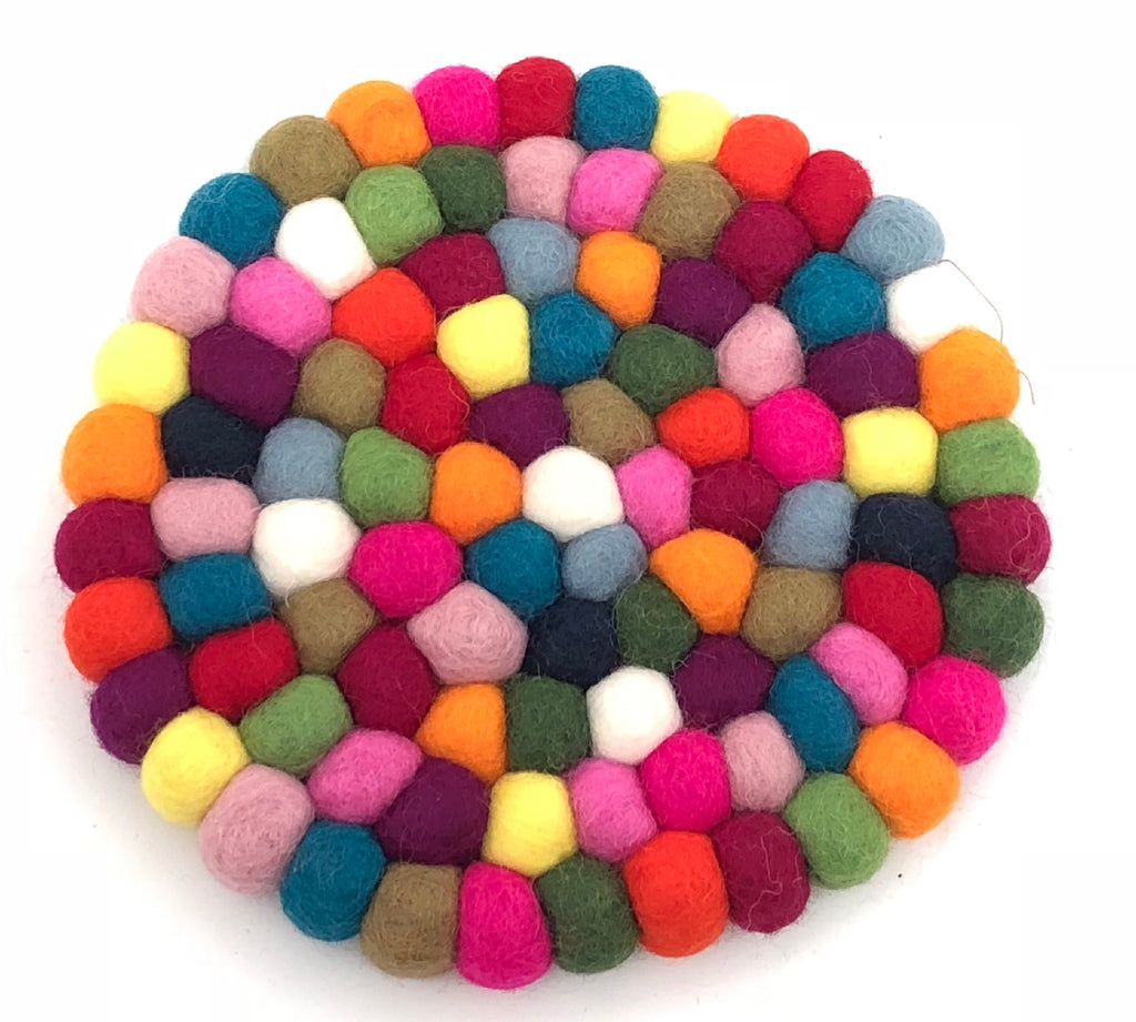 colourful felt ball trivet
