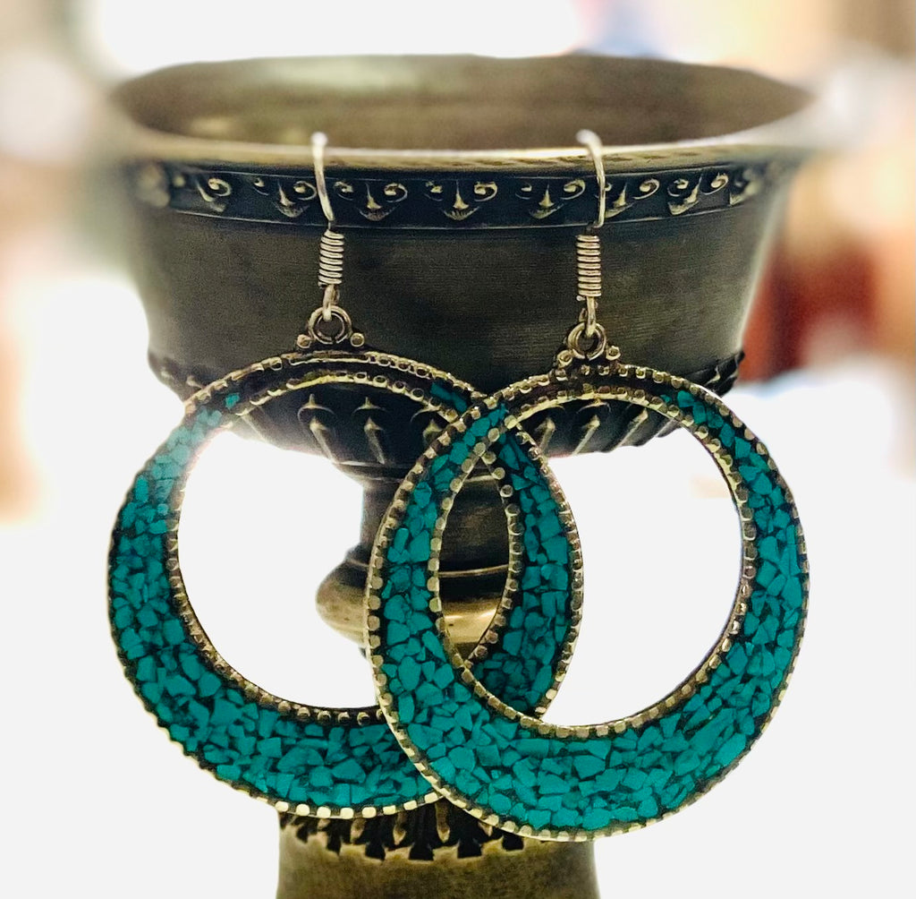 Tibetan “circle” drop earrings