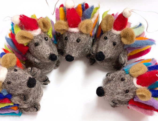 ethik felt || 3d  rainbow porcupine xmas decoration