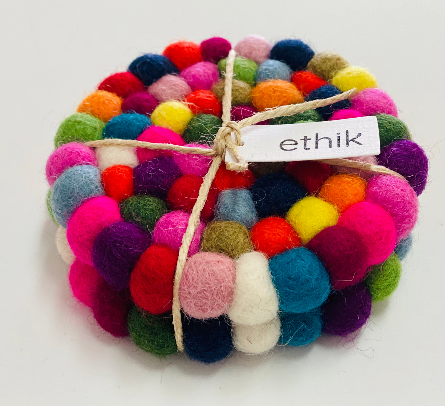 felt ball coaster - colourful