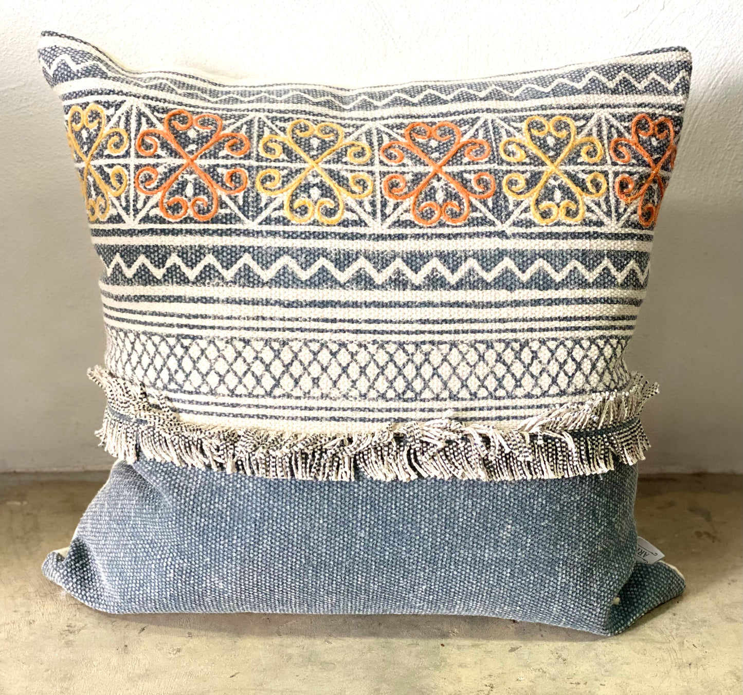 "indigo block print" square cushion